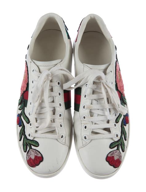 gucci new ace embroidered leather sneakers|Gucci ace gg suede sneakers.